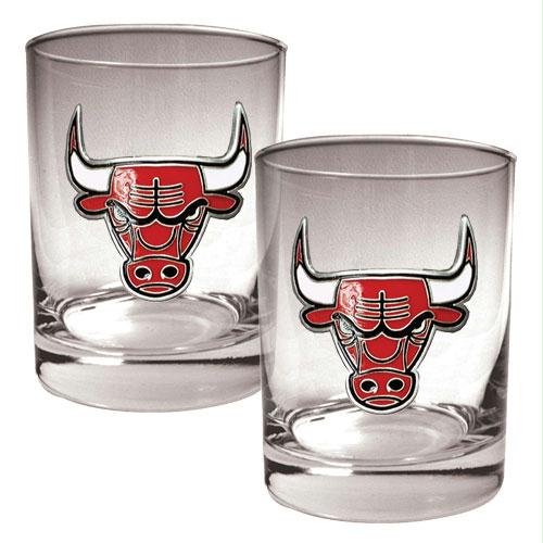 Great American Products Chicago Bulls NBA 2pc Rocks Glass Set - Primary Logo