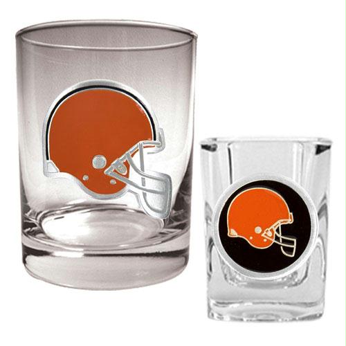 Great American Products Cleveland Browns NFL Rocks Glass Shot Glass Set Primary logo