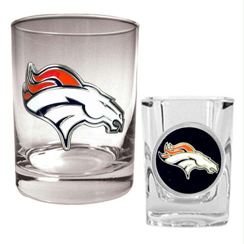 Great American Products Denver Broncos NFL Rocks Glass Shot Glass Set Primary logo