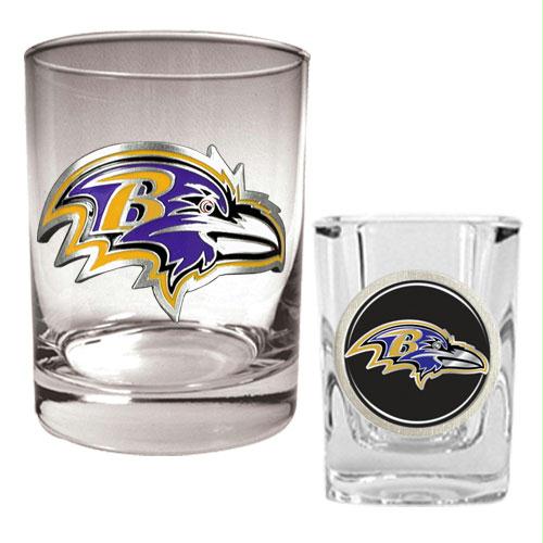 Great American Products Baltimore Ravens NFL Rocks Glass & Shot Glass Set - Primary logo