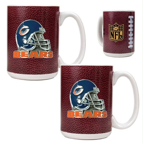 Great American Products Chicago Bears NFL 2pc Gameball Ceramic Mug Set Helmet logo