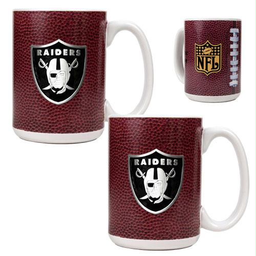 Great American Products Oakland Raiders NFL 2pc Gameball Ceramic Mug Set Primary logo