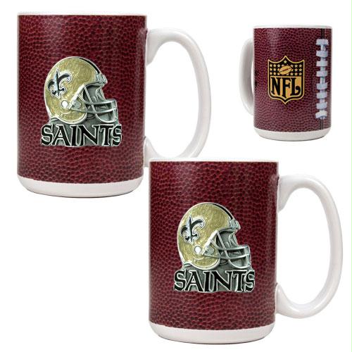 Great American Products New Orleans Saints NFL 2pc Gameball Ceramic Mug Set Helmet logo