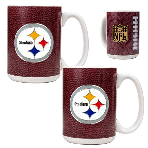 Great American Products Pittsburgh Steelers NFL 2pc Gameball Ceramic Mug Set Primary logo