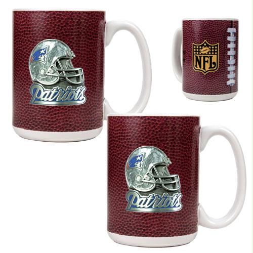 Great American Products New England Patriots NFL 2pc Gameball Ceramic Mug Set Helmet logo