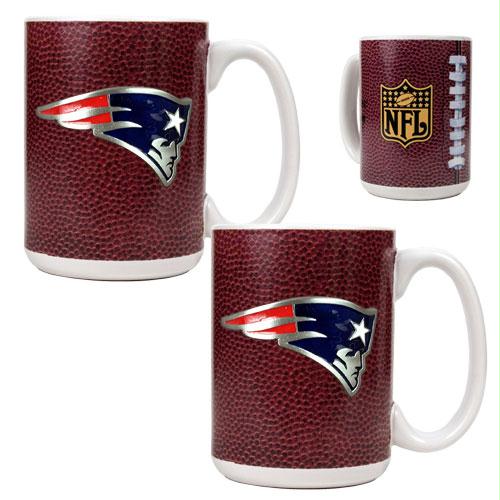 Great American Products New England Patriots NFL 2pc Gameball Ceramic Mug Set Primary logo