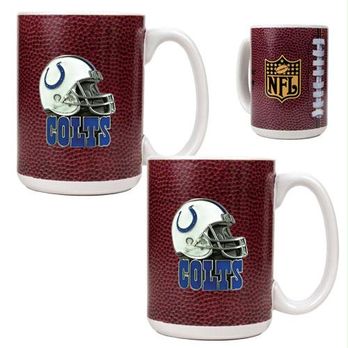 Great American Products Indianapolis Colts NFL 2pc Gameball Ceramic Mug Set Helmet logo