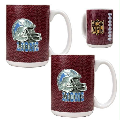 Great American Products Detroit Lions NFL 2pc Gameball Ceramic Mug Set Helmet logo