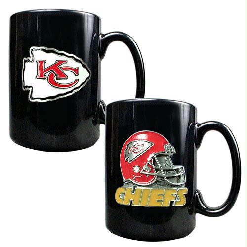 Great American Products Kansas City Chiefs NFL 2pc Coffee Mug SetHelmet / Primary Logo