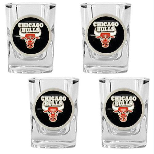 Great American Products Chicago Bulls NBA 4pc Square Shot Glass Set