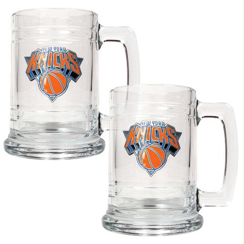 Great American Products New York Knicks NBA 2pc 15oz Glass Tankard Set - Primary Logo