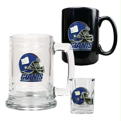 Great American Products New York Giants NFL 15oz Tankard 15oz Ceramic Mug 2oz Shot Glass Set Helmet Logo