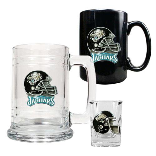 Great American Products Jacksonville Jaguars NFL 15oz Tankard 15oz Ceramic Mug 2oz Shot Glass Set Helmet Logo
