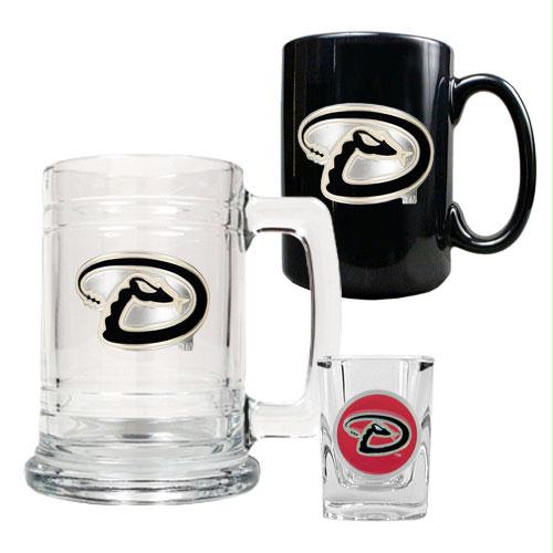 Great American Products Arizona Diamondbacks MLB 15oz Tankard 15oz Ceramic Mug 2oz Shot Glass Set Primary Logo