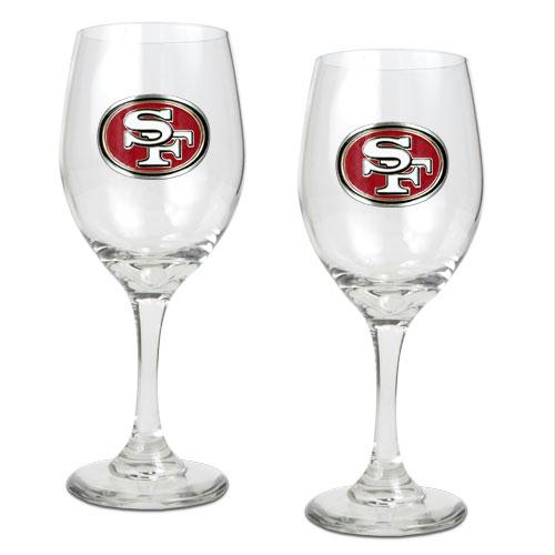 Great American Products San Francisco 49ers NFL 2pc Wine Glass Set Primary Logo