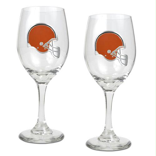 Great American Products Cleveland Browns NFL 2pc Wine Glass Set Primary Logo