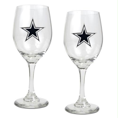 Great American Products Dallas Cowboys NFL 2pc Wine Glass Set Primary Logo