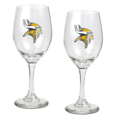 Great American Products Minnesota Vikings NFL 2pc Wine Glass Set Primary Logo
