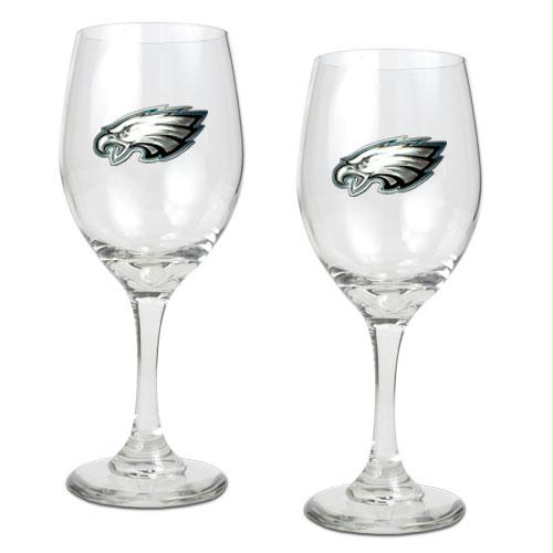 Great American Products Philadelphia Eagles NFL 2pc Wine Glass Set Primary Logo