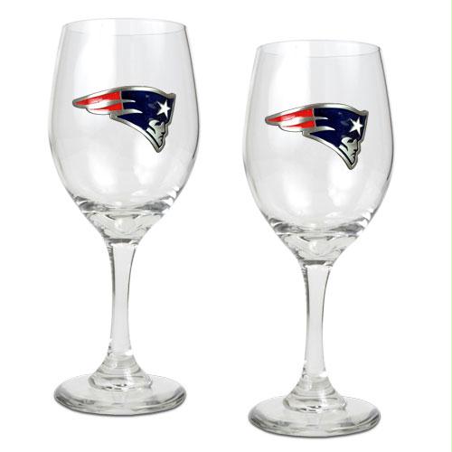 Great American Products New England Patriots NFL 2pc Wine Glass Set Primary Logo