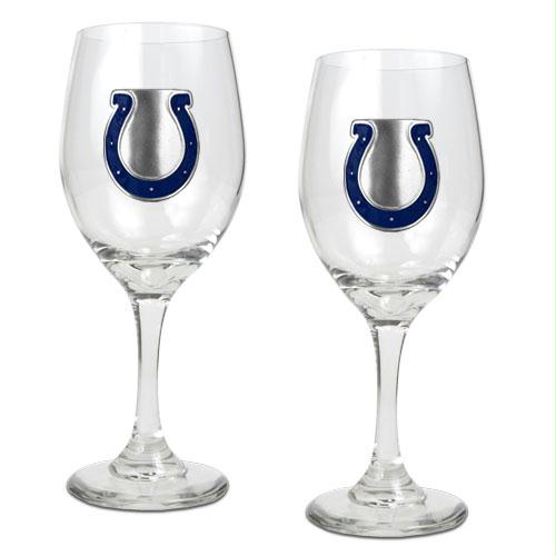 Great American Products Indianapolis Colts NFL 2pc Wine Glass Set Primary Logo