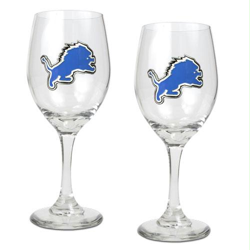 Great American Products Detroit Lions NFL 2pc Wine Glass Set Primary Logo