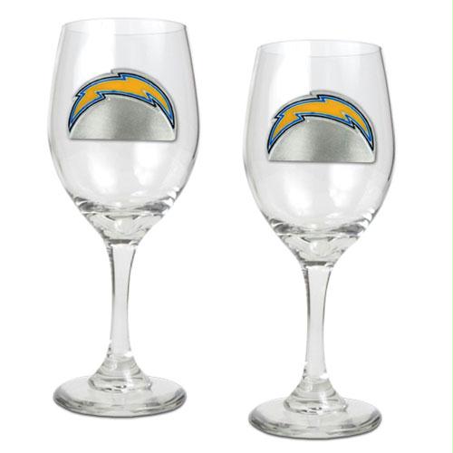 Great American Products San Diego Chargers NFL 2pc Wine Glass Set Primary Logo