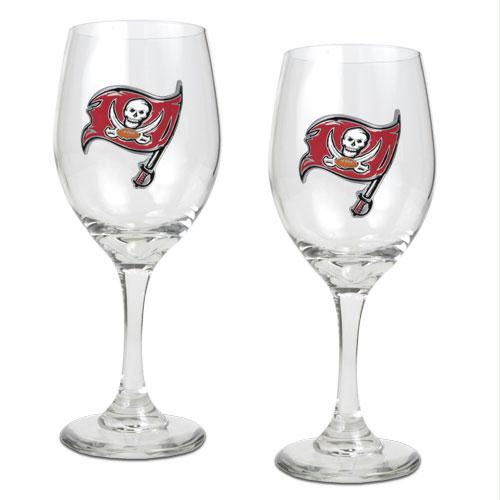 Great American Products Tampa Bay Buccaneers NFL 2pc Wine Glass Set Primary Logo