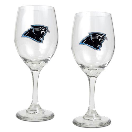 Great American Products Carolina Panthers NFL 2pc Wine Glass Set Primary Logo
