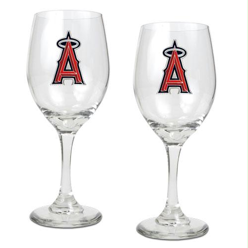 Great American Products Los Angeles Angels MLB 2pc Wine Glass Set Primary Logo