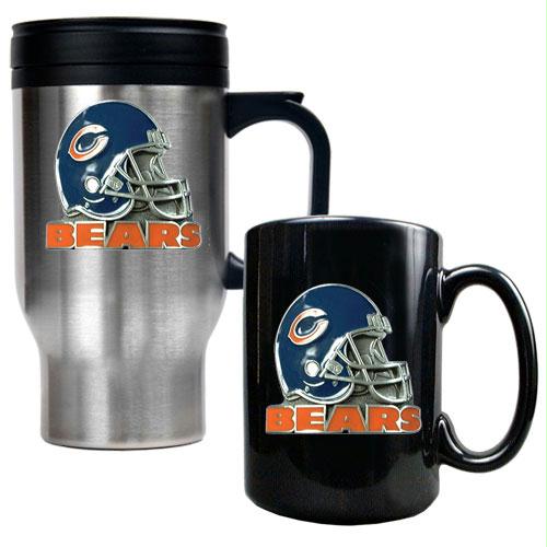 Great American Products Chicago Bears NFL Travel Mug Ceramic Mug Set Helmet logo