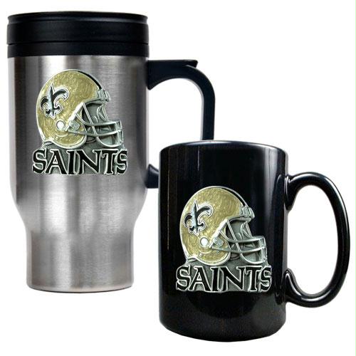 Great American Products New Orleans Saints NFL Travel Mug Ceramic Mug Set Helmet logo