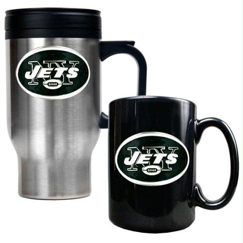 Great American Products New York Jets NFL Travel Mug Ceramic Mug Set Primary logo
