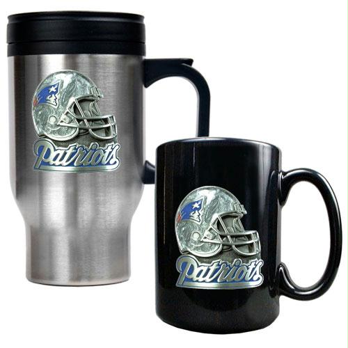 Great American Products New England Patriots NFL Travel Mug Ceramic Mug Set Helmet logo