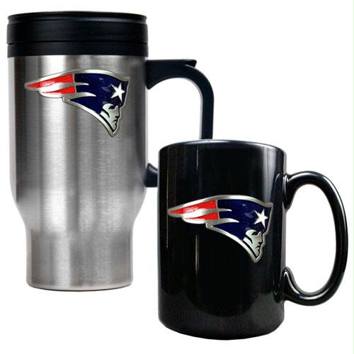 Great American Products New England Patriots NFL Travel Mug Ceramic Mug Set Primary logo