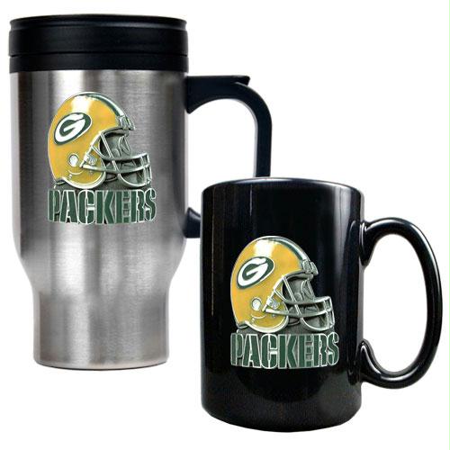 Great American Products Green bay Packers NFL Travel Mug Ceramic Mug Set Helmet logo