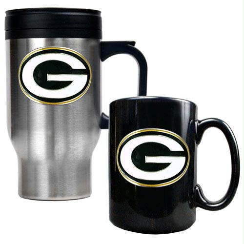Great American Products Green bay Packers NFL Travel Mug Ceramic Mug Set Primary logo