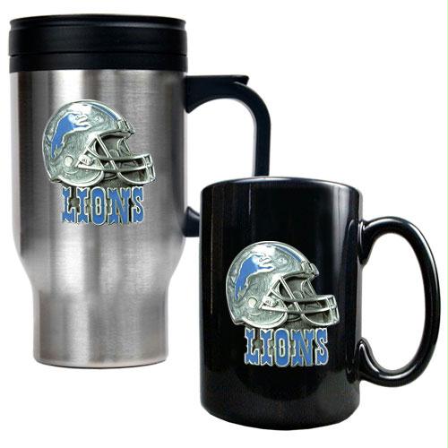 Great American Products Detroit Lions NFL Travel Mug Ceramic Mug Set Helmet logo