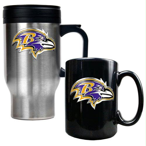 Great American Products Baltimore Ravens NFL Travel Mug & Ceramic Mug Set - Primary logo