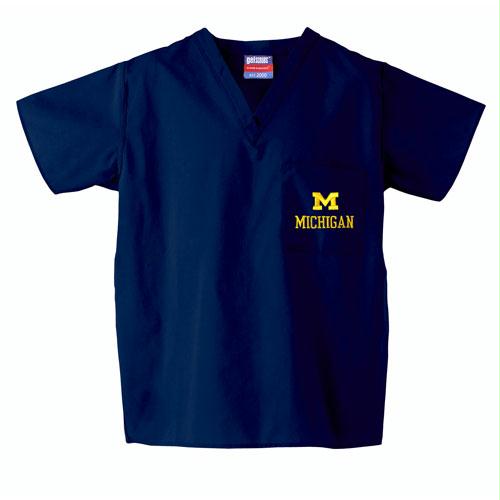 GelScrubs Michigan Wolverines NCAA Classic Scrub 1 Pocket Top - Navy - 2X Large