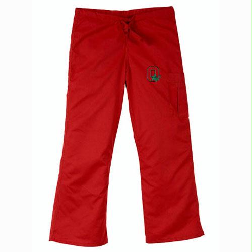GelScrubs Ohio State Buckeyes NCAA Cargo Style Scrub Pant Leaf Logo - Red - Large