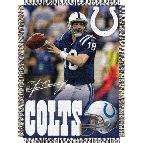Northwest Peyton Manning No.18 Indianapolis Colts NFL Woven Tapestry Throw Blanket 48 x 60 Inch