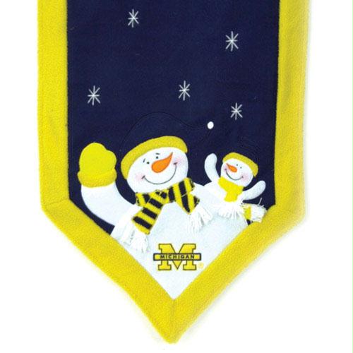 Scottish Christmas Michigan Wolverines NCAA Snowman Table Runner - 72 x 15 Inch
