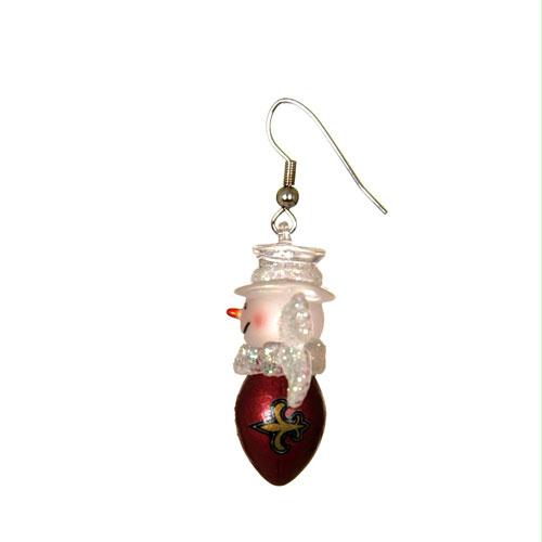 Scottish Christmas New Orleans Saints NFL Snowman Football Earrings 1.5 Inch