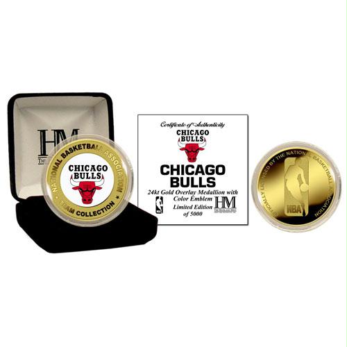 Highland Mint Chicago Bulls 24Kt Gold And Color Team Coin