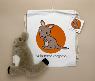 Bkanld Brown Kangaroo- Wallaby- Lambskin Soft Toy & Drawstring Bag