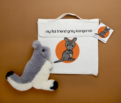 Gkanlc Grey Kangaroo Soft Plush Toy And Carry Bag