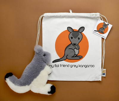 Gkanld Grey Kangaroo Lambskin Soft Toy & Drawstring Bag