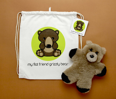 Grizld Grizzly Bear Lambskin Soft Toy & Drawstring Bag