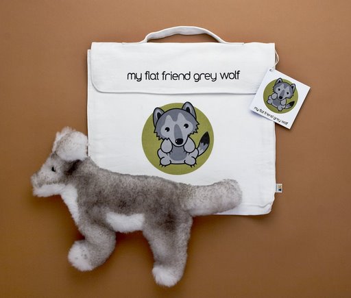 Gwollc Grey Wolf Soft Plush Toy And Carry Bag